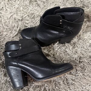 rag & bone Black Leather Heeled Ankle Boots